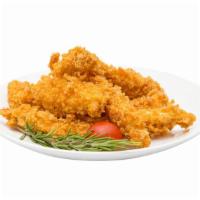 Carolina Gold Chicken Fingers · Crispy, golden fried chicken fingers with tangy and sweet, mustard based Carolina Gold dippi...