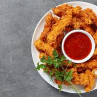 Honey Hot Chicken Fingers · Crispy, golden fried chicken fingers with a perfect blend of honey and hot dipping sauce.
