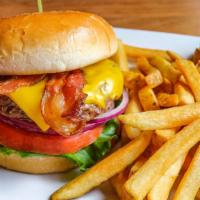 Bacon Cheese Burger With Fries & Soda · Bacon Cheese Burger with Fries & choice of Soda