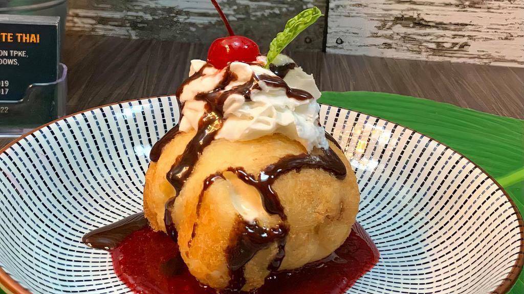 Fried Ice Cream · Served with chocolate and raspberry sauce. Please let use know if you have any dietary restrictions or food allergies.