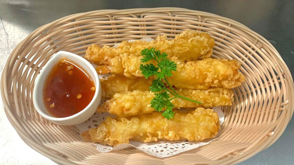 Tempura Shrimp · Golden fried shrimp dipped in batter with sweet chili sauce. Please let use know if you have any dietary restrictions or food allergies.