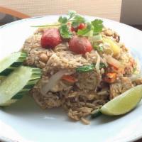Crab Meat Fried Rice · Stir fried rice with lump crab meat, egg, served with chili fish sauce on the side. Please l...