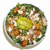 Harvest Bowl · Organic Quinoa, Kale, Sweet Potatoes, Goat Cheese, Avocado, Smoky Balsamic Vinaigrette, Roas...