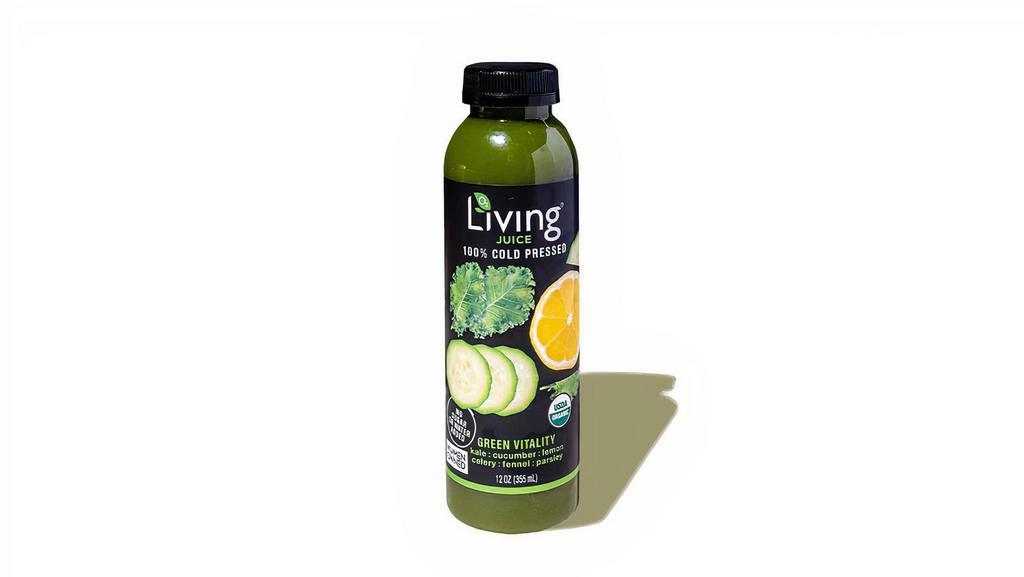 Organic Green Vitality Juice · Lemon, celery, cucumber, kale, fennel, parsley
