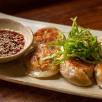 Vegan Japchae Dumplings · 5 pieces of housemade ‘mandu’ made with glass noodles, tofu, pickled shiitake mushrooms, and...