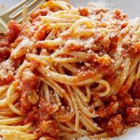 Pasta Arrabiata · Linguine, tomato, crushed red pepper, fresh basil, 5 months aged Parmesan cheese, and parsle...