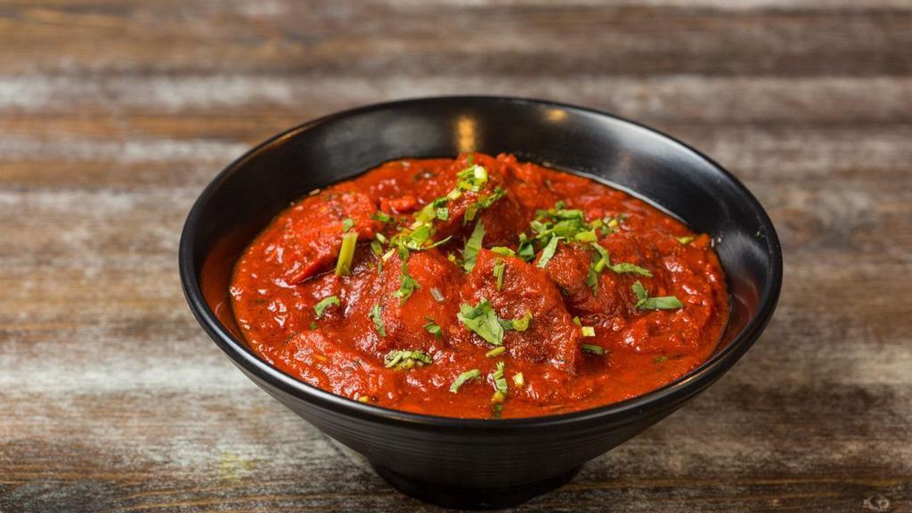 Chicken Vindaloo · Most popular, spicy. Vinegar infused red chili paste and ginger.