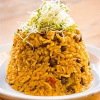 Moro Del Dia · Vegan. Rice cooked with beans of the day.