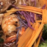 Drunken Noodle (Pad Kee Mao) · **SPICY** Thick rice noodle with string beans, bell pepper, onion, carrot, broccoli and choi...