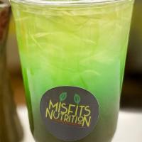 New Green Drink · Lemon-lime, orangeade, mango, pineapple, tropical, and blue blast.