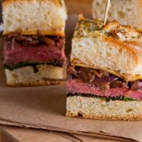 Hot Pastrami Sandwich · Delicious sandwich made with slices of hot pastrami, Swiss cheese and deli mustard on your c...