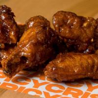 Sweet + Spicy Wings · Crispy 6-piece Chicken Wings, Sweet + Spicy glaze, side of Ranch.