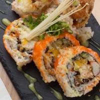 Spider Roll · Crispy fried soft shell crab avocado and cucumber with caviar on top
