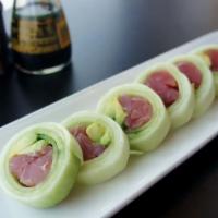 Naruto Roll · Salmon tuna white fish avocado and wrapped with cucumber only.