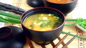 Miso Soup · Soybean soup with tofu, scallion, & seaweed.