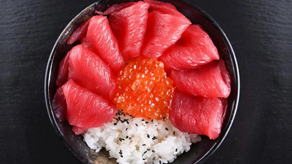 Tuna Don · Served with miso soup.