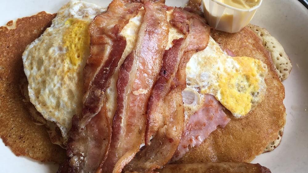 Lumberjack · With ham, bacon, sausage and two eggs.