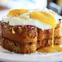 Plain French Toast Platter · 2 fluffy french toasts with choice of meat, eggs and cheese!.