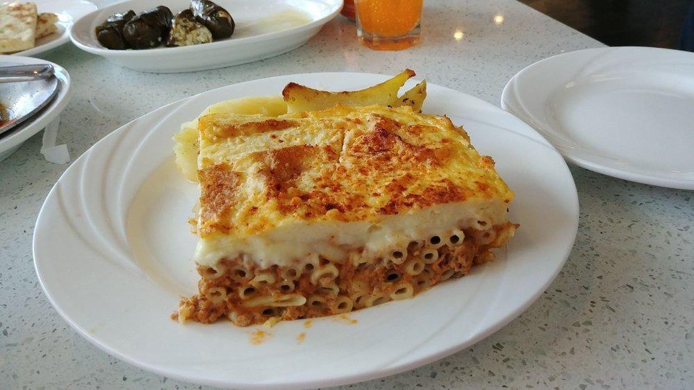 Pastitsio Plate · Macaroni and ground beef with nutmeg and bechamel.