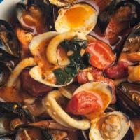 Zuppa Di Pesce · Fresh mixed seafood in tomato and white wine sauce.