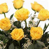 Dozen Yellow Roses Flower Arrangement · These roses will light up any room! Our dozen yellow roses arrangement is bursting with ligh...