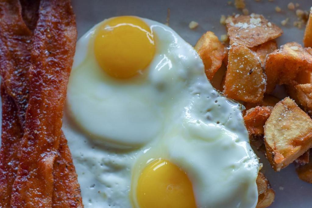 Egg Platter · 2 eggs, maple pepper bacon or sausage, . home fries or sourdough toast