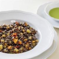Piatto Di Lenticchie · beluga lentil salad, roasted ratatouille, seeds, Caesar dressing .  *Consuming raw or underc...