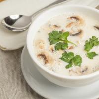 Tom-Kar · This delicious silky coconut milk blends with chicken, mushroom
and flavored with galangal, ...