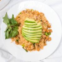 Thai Basil Fried Rice · Fresh basil, bell peppers, onions, avocado and soy ham.