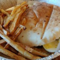 Sandwich Fries And Soda / Coffee · Your choice of sandwich (Pita or wrap), falafel / sabich, tuna, egg wrap.