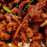 Beef Szechuan (Large) · With white rice. Hot and spicy.
