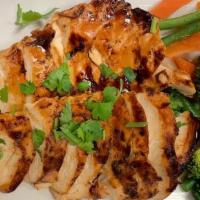 Chicken Teri. · Grilled chicken topped with traditional Asian sauce and stir fried seasonal vegetables