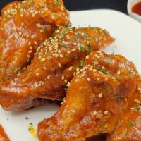 Hot Sweet & Spicy Chicken Wings🌶️🌶️🌶️ · Hot spicy. Special fire hot spicy sauce. Wingettes & drumettes mixed.🌶️🌶️🌶️