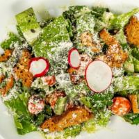 Grilled Ceasar · House-made dressing with anchovies, shaved parmesan & ciabatta croutons