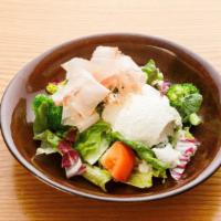 Homemade Tofu Salad · Served with bonito flakes and a Wafu dressing on the side