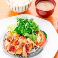 Tori Shio Koji (Dinner) · Grilled chicken marinated in a special salt-based koji. Served with white rice, soup, and ho...