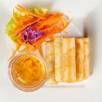 Crispy Spring Roll · Spring roll stuffed with vermicelli, carrots, and cabbage. Served with plum sauce.