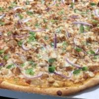 Chicken, Onion And Green Pepper Pizza · 