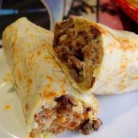 Hawaiian Burrito · Flour or Whole Wheat tortilla filled with ham, pineapple and oaxaca cheese, rice, beans, let...