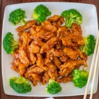 Chicken With Broccoli · Served with egg roll and pork fried rice.