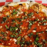 The Rosso Pizza (No Cheese) · Tomato sauce, oregano, garlic, caper, fresh basil.