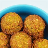 3 Baked Falafel Balls · With tahini sauce on the side.