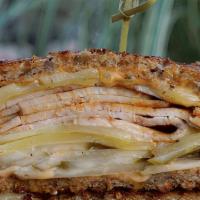 Vanessa'S Famous Grilled Cheese · Roasted Turkey, imported Swiss cheese, sliced kosher dill pickles and thousand island dressi...