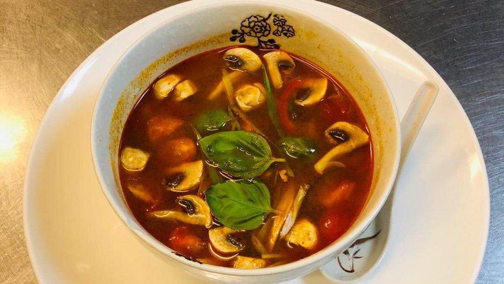 Tom Yum Soup · Consuming raw or undercooked meats, poultry, seafood, shellfish, or eggs may increase your risk of foodborne illness, especially if you have certain medical conditions.