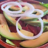 Avocado Mix Salad · Lettuce, tomatoes, onions, cucumber, beets and avocado.