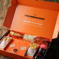 Gdk Boss Box - Doner Durum Wrap · A choice of our original German doner kebab, kcal kebab, durum, or quesadilla served with a ...