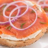 Bagel With Cream Cheese & Sliced Nova · bagel with cream cheese & salmon
