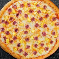 Amazing Aloha · Diced pineapple, ham, and mozzarella cheese baked on a hand-tossed dough.
