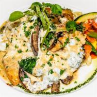 Chicken Piccata Or Francese · Chicken breast sautéed in a lemon-butter sauce and capers. Served with daily vegetables
