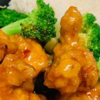 General Tso'S Chicken(Hot Spicy) · with white rice.A chunk of chicken meat,slightly fried breaded,cook with brown spicy sauce,a...